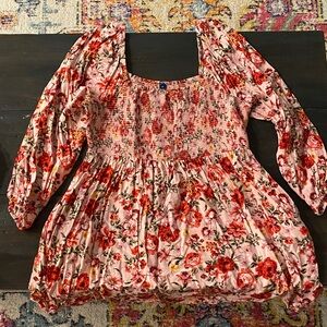 Old Navy Red and Pink Smocked Dress